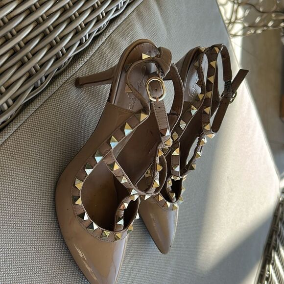 Studded Tan Heels - Picture 2 of 6
